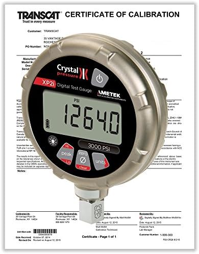 Crystal Engineering 3KPSIXP2I-CERT Digital Pressure Gauge, 3K PSI w/NIST Calibration