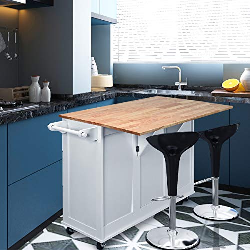 Giantex Kitchen Island Cart with DropLeaf Tabletop, Large Trolley Cart