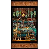 Princess on a Pea Around the World African Panel Black Fabric By The Yard