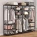 Tribesigns Free standing Closet Organizer, Double Hanging Rod Clothes Garment Racks with Storage Shelves, Heavy Duty Metal Closet Storage Clothing Shelving for Bedroom, Capacity 250 lbs,