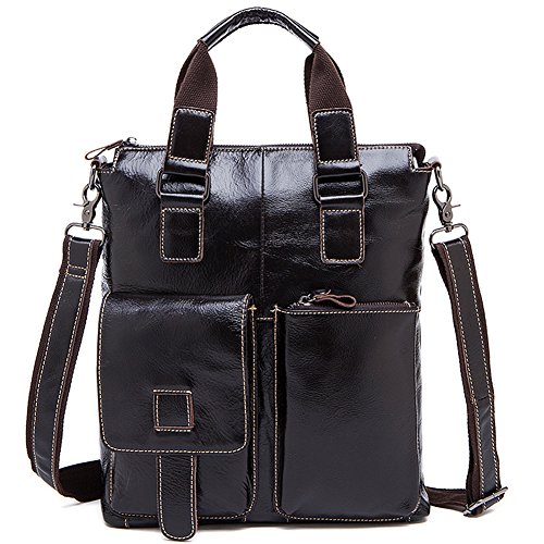 Stepack Leisure Real Leather for Men's Briefcase Shoulder Bag Dark Coffee