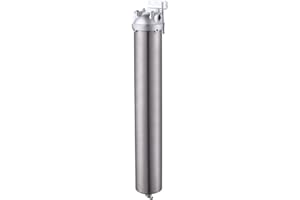 Amwater NSF/ANSI 42 Stainless Steel Whole House Water Filter Housing, 20" x 2.5" Sediment Water Filter System for Heavy Duty, Well & City Water, 3/4" NPT Port, Drain Valve Style A