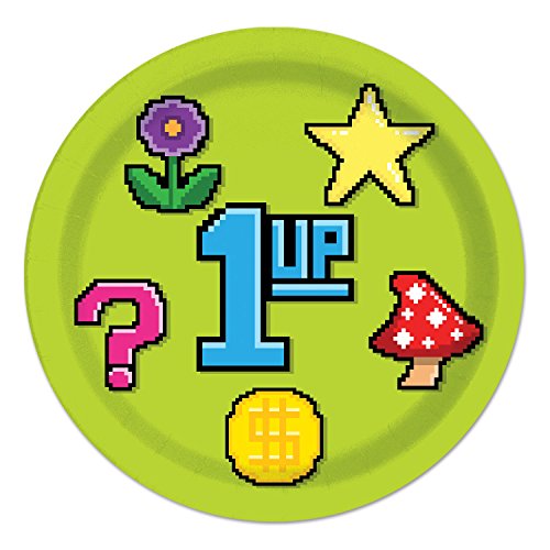 Beistle 8-Bit Plates, 9-Inch, Multicolor
