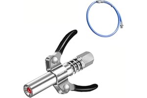 JinChengnan Upgraded Version Double Handle Gear Oil Nozzle with 30cm Hose Grease Gun,Quick Release Grease Coupler,Double Handle Locking Pliers Type Gear Oil Nozzle.