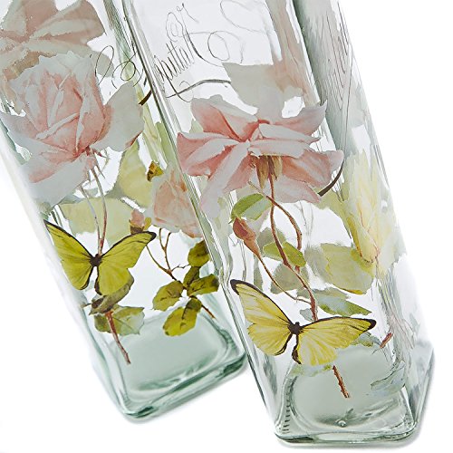 CEDAR HOME Olive Oil Bottle Set Glass Dispenser Vinegar Cruet 17oz. with Stainless Steel Leak Proof Pourer Spout for Cooking or Salad Dressing, 2 Pack, Pink