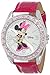 Disney Women's MN1010 Minnie Mouse Silver Sunray Dial Pink Lizard Watch