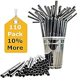 Sugarman Creations Disposable Plastic Flex Straw, 8.66 X 0.31, Classic Black, Pack of 110