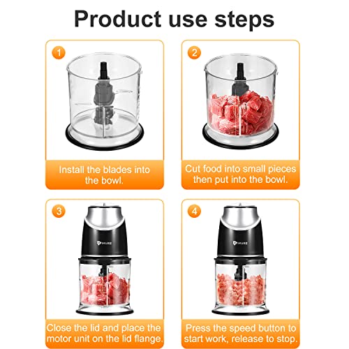 Small Food Processor,IMURZ Mini Food Chopper Electric, Meat grinder Blender(Table Blender