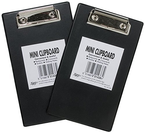 4 x Small Pocket Hardback A6 Black Mini Clipboards