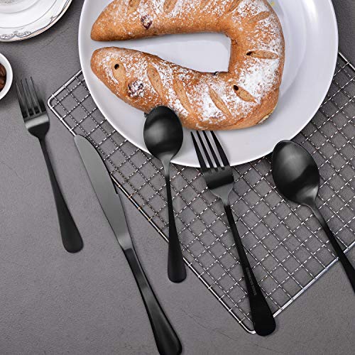Matte Black Silverware Set Serve for 8, 40 Pieces Heavy Stainless Steel