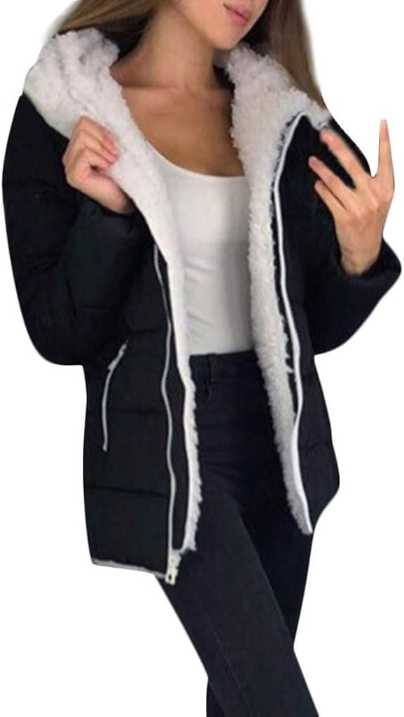 Xinantime Womens Winter Thicken Coats Long Sleeve Warm Jacket Outerwear Zipper Coat Plus Size Warm Tunic