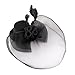 Valdler Elegant Women Lady Girls Feather Net and Veil Fascinator Hair Clip Hat Hair Accessories Clip (Black)