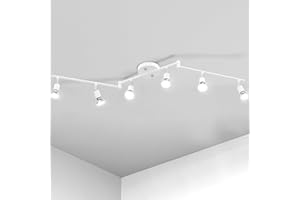 AIBOO Track Lighting Kit, Modern White Ceiling Spot Lighting with Flexibly Rotatable Light Heads, 6 Track Lights for Room/Hallway/Kitchen (GU10 Bulbs Not Included)