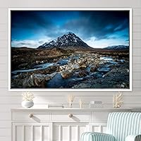 Framed Canvas Wall Art Valley Rivers Group Multicolor Nature Photography Realism Relax/Calm - 16x24 inches