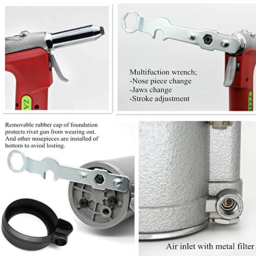 ZHONG AN 1/4-inch Air Rivet Gun-Air Riveter Strong Pull 3086Lbf with 3/4 inch Working Stroke Professional Pneumatic Rivet Gun