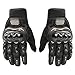 Tonsiki Carbon Fiber Motorcycle Motorbike Cycling Racing Full Finger Gloves (Black, M)