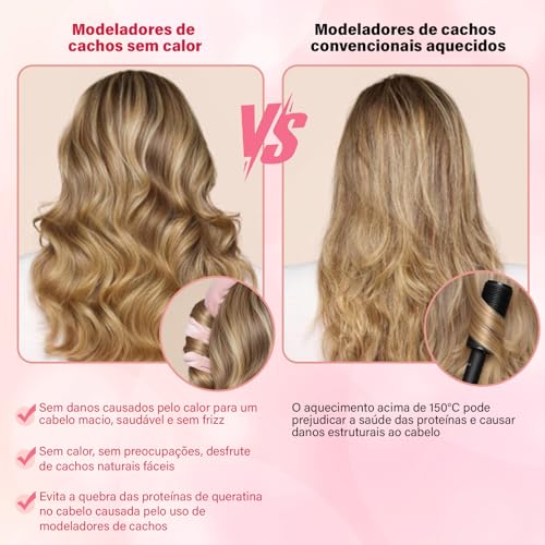 Kit 14 Modelador de Cachos Sem Calor,170cm Modelador de Cachos Cetim,Sem Calor para Dormir,Inclui Presilha e Faixa de Cabelo, Antiderrapante,Presente para Mulheres