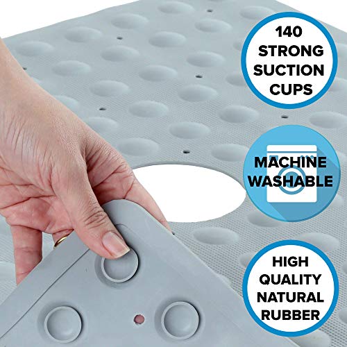 SlipX Solutions Square Rubber Safety Shower Mat with Microban Provides