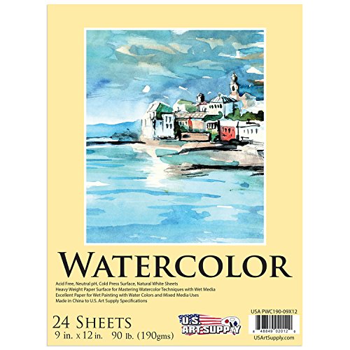 UPC 848849020120, U.S. Art Supply 9&quot; x 12&quot; Premium Extra Heavy-Weight Watercolor Painting Paper Pad, 90 Pound (190gsm), Pad of 24-Sheets