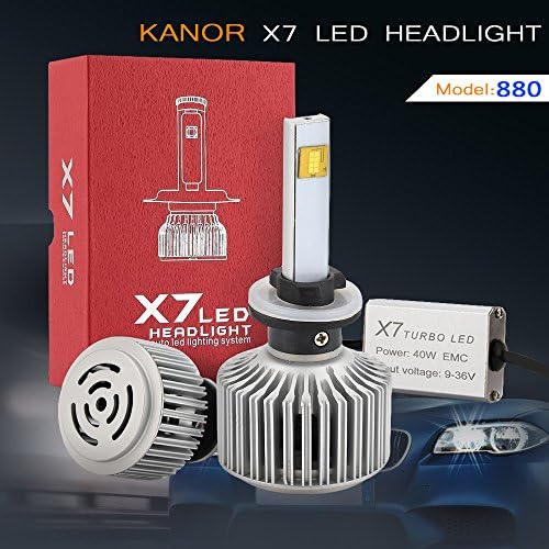 Kanor Super Bright Car LED Headlights 880/881/H27 80W/7200LM IP68 Waterproof All-IN-ONE Headlight Conversion Kit LED Bulb