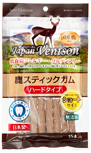 アスク (Asuku) ジャパンベニスン 無添加 グルテンフリー鹿スティックガムハード ショート 15本