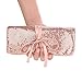 expouch Travel Jewelry Roll Bag Organizer Case Aluminum Metal Mesh Material with Silk Lining (Rose gold)
