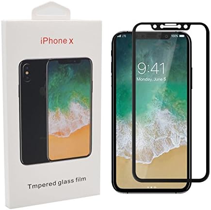 iPhone X Screen Protector,Leevin[HD Full Coverage][Bubble-Free][9H Hardness][Anti-Fingerprint][Easy Installation] Premium Edge-to-Edge Tempered Glass Screen Protector for Apple iPhone X (black)