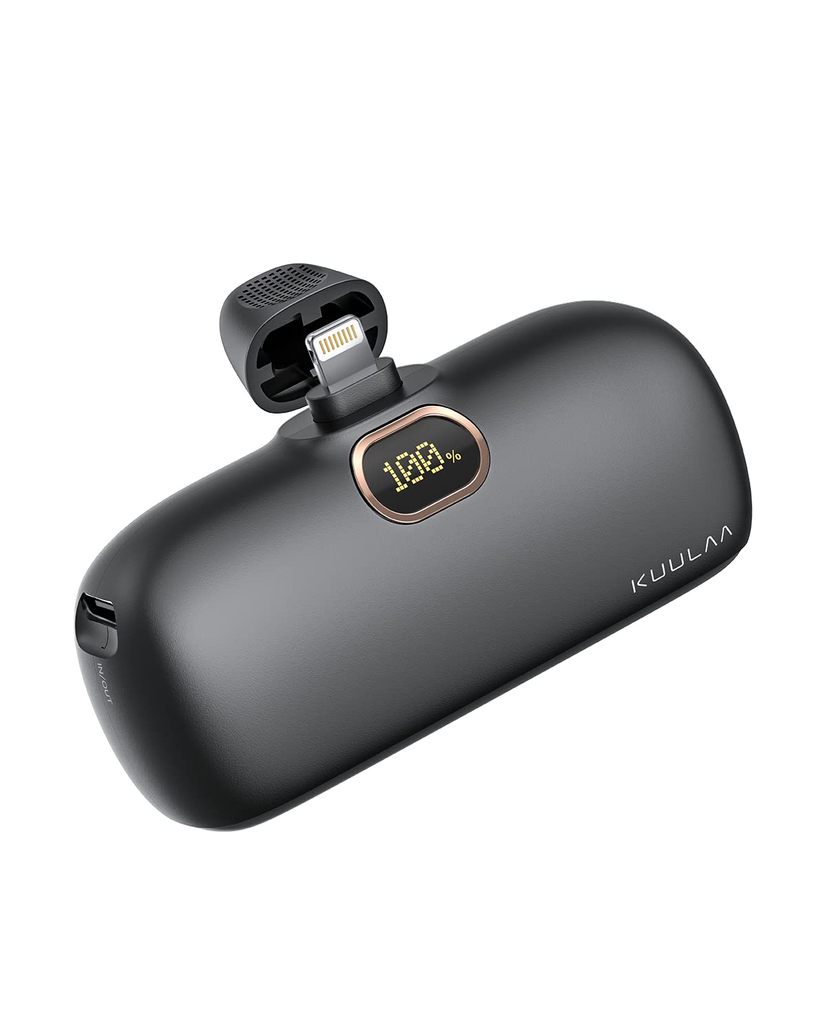 Photo 1 of Kuulaa Small Portable Charger iPhone with Built-in Lightning Cable 5000mAh Power Bank Fast Charging for iPhone 14/13/13 Pro/12/12 Pro/11/XR/XS/X/8/7/6 Black