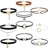 Outee 10 PCS Black Choker Necklace Set Velvet Necklace Choker for Women and Girls