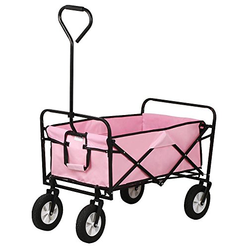 Topeakmart Folding Wagon Utility Garden Cart Beach Shopping Wagon (Pink