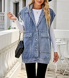 PAODIKUAI Women's Denim Vest Mid Long Jean Vest