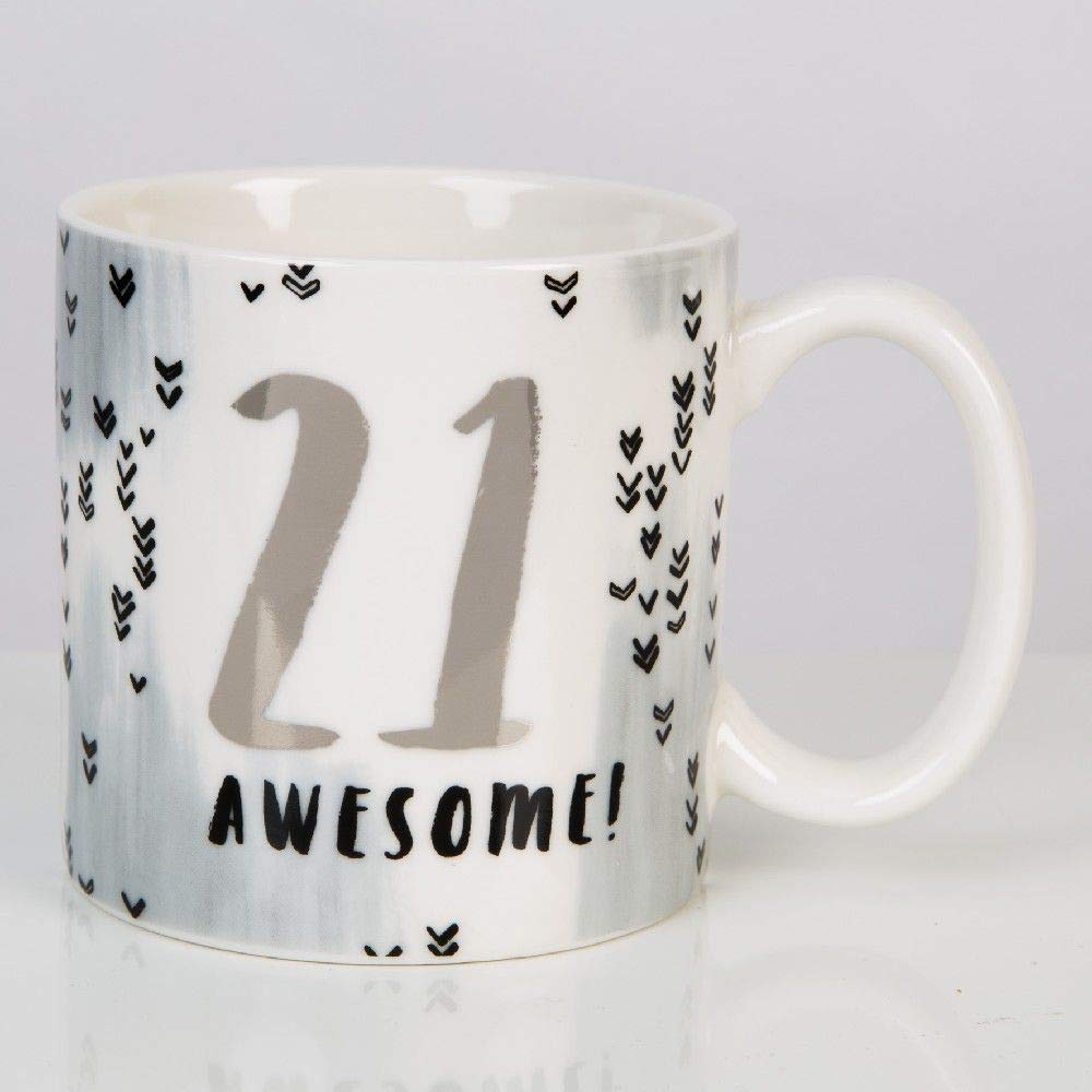 Hotchpotch Luxury Ceramic Male Mug Silver and Grey 21st Birthday Gift Boxed