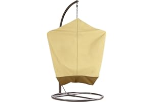 AURRAGIY Patio Hanging Egg Chair Cover 420D Outdoor Double Wicker Egg Swing Covers Waterproof Patio Swing Loveseat Dust Protector 91x80 inches Biege