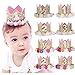Baby Birthday Crown, Princess Crowns Tiara Girls Party Hat With Gold Glitter and Pink Roses for Birthday Party Decorations (1/2st Golden Crown)