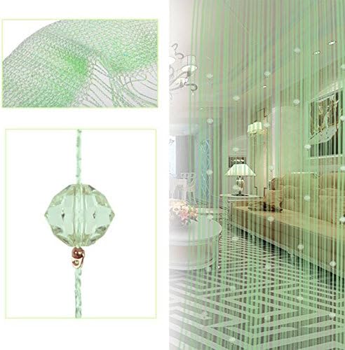 1pcs Decorative String Beads Curtain Wall Panel Fringe Room Door Window Shutters Divider Blind Jabots Panels Scarves Sheers Swags Tiers Valances (Green)