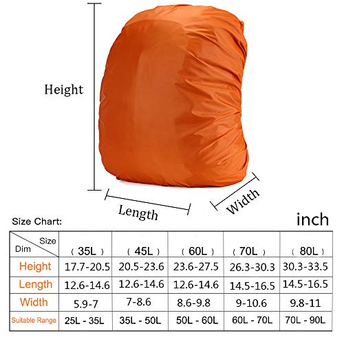 Loowoko Waterproof Backpack Rain Cover Upgraded Anti-Slip Cross Buckle Strap & Rainproof Storage Pouch, for Hiking, Camping, Traveling, Cycling, Outdoor Activities (25-90L) (Orange, XL) - Thumbnail 4