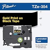 Brother Genuine P-Touch TZE-354 Tape, 1" (24 mm) Standard Laminated P-Touch Tape, Gold on Black, Laminated for Indoor or Outdoor Use, Water-Resistant, 26.2 ft (8 m), Single-Pack