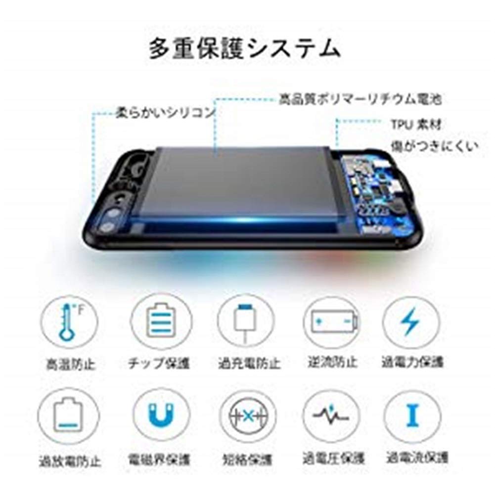 Mozeat バッテリーケース iPhone6/6s/7/8兼用 バッテリー内蔵ケース 4000mAh 大容量 データ同期 Lightningイヤホン対応 内蔵磁性鉄 急速充電 ケース型バッテリー （ブラック）