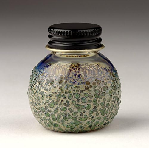 Blown Glass Screwcap Bottle - Green/Silver