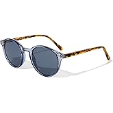 TIJN Vintage Small Round Sunglasses for Women Men,Stylish Polarized UV400 Colored Lens,Tinted Sun Glasses,Classic Sunnies