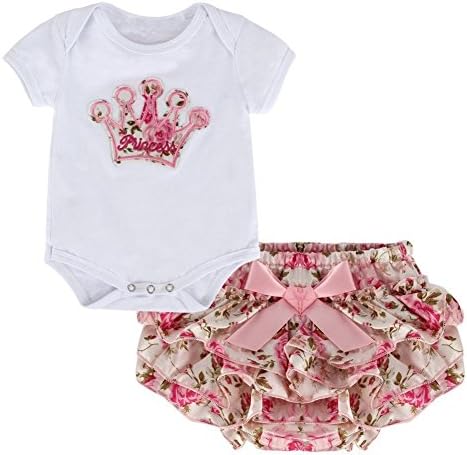 Goldboom Baby Girls Clothes Print Jersey Bodysuits + PP Pants 2Pcs Outfits Sets