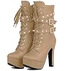 ForeMode-Women-Autumn-Round-Toe-Lace-up-Ankle-Buckle-Chunky-High-Heel-Platform-Knight-Martin-Boots