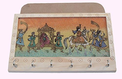 Paheli Craft Antique Rajasthani Pink City Jaipur Unique Traditional Wooden Handmade Handi Traditional Key holder / stand 001 Decorative Gift Item Home / Table / Wall Decor Showpiece / Figurine
