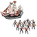 Wish Novelty- 10in Toy Pirate Ship 12 Plastic Pirate Action Figures-Toy Playset Kids