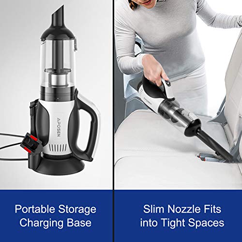 APOSEN Handheld Vacuum with Charging Dock, Cordless Hand Vacuum with