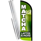 Matcha - Lattes Tea Premium Windless Feather Banner Flag Kit (Flag, Pole, &amp; Ground Mt)
