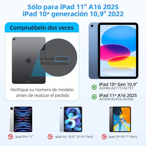 Bettdow Keyboard for iPad 10 Generation 10.9" 2022/11 Generation A16 11" 2025, QWERTY Spanish Ñ Design Magnetic Floating Keyboard with Trackpad and Backlit, White