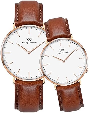 Welly Merck Couple Watches Valentines Day Gifts for Her and His Pair Watch Swiss Quartz 36 & 42 mm Interchangeable Band 50M Water Resistant