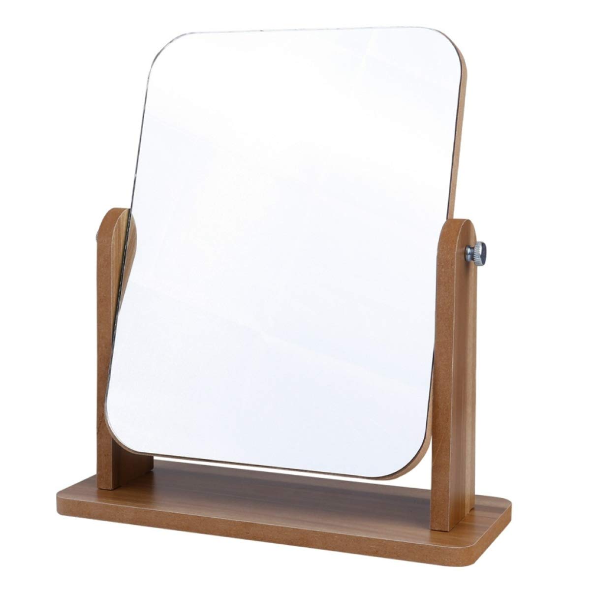 SOLUSTRE Desktop Mirror Table Makeup Vanity with Wood Frame Portable Desk Standing Vanity Mirror for Bedroom Bathroom Office