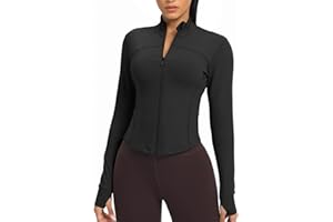 colorskin Women's Lightweight Zip Up Workout Jackets Yoga Cropped Running Gym Track Athletic Jacket with Thumb Holes